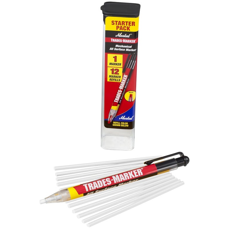 Markal Trades Marker Starter Pack - 1 Holder and 12 Refills, White - Image 1
