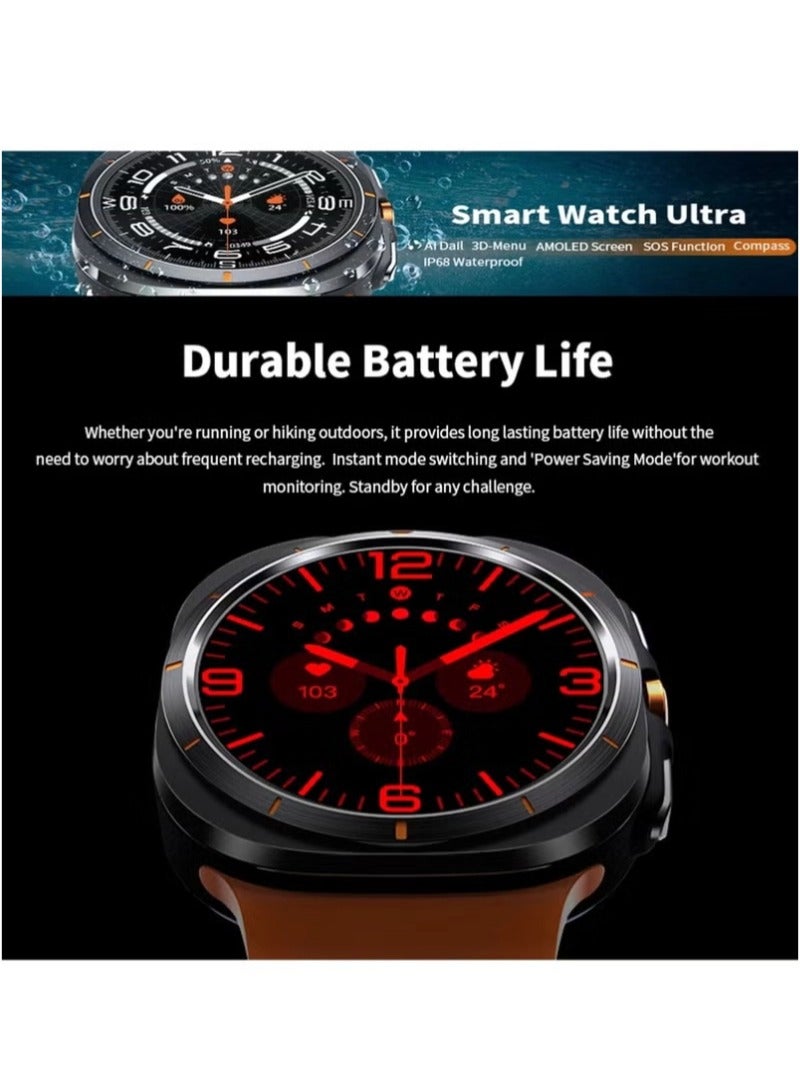 For Samsung Galaxy Watch 7 Ultra GPS NFC Compass Smart Watch Outdoor Sport Man AMOLED 466*466 Galaxy Watch 6 Upgraded Smartwatch(Black) - Image 4