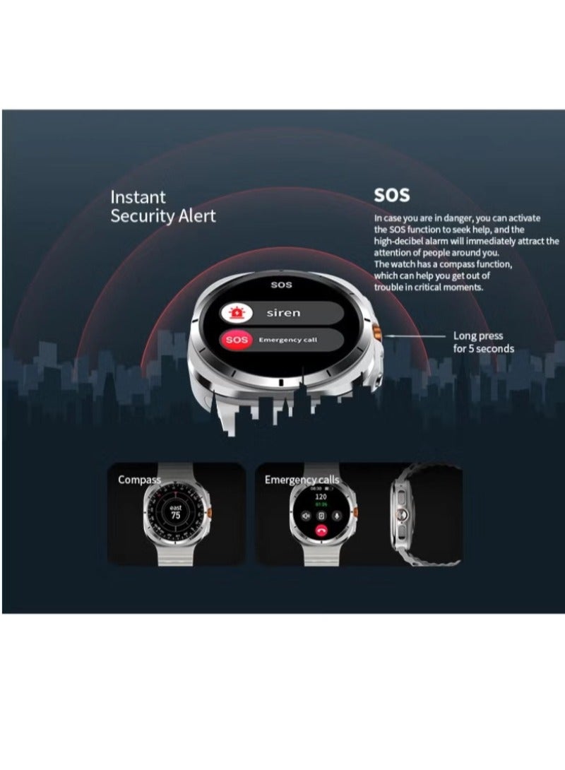 For Samsung Galaxy Watch 7 Ultra GPS NFC Compass Smart Watch Outdoor Sport Man AMOLED 466*466 Galaxy Watch 6 Upgraded Smartwatch(Black) - Image 5