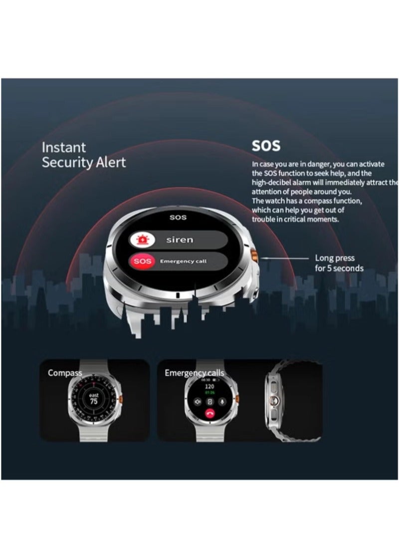 For Samsung Galaxy Watch 7 Ultra GPS NFC Compass Smart Watch Outdoor Sport Man AMOLED 466*466 Galaxy Watch 6 Upgraded Smartwatch(Black) - Image 3