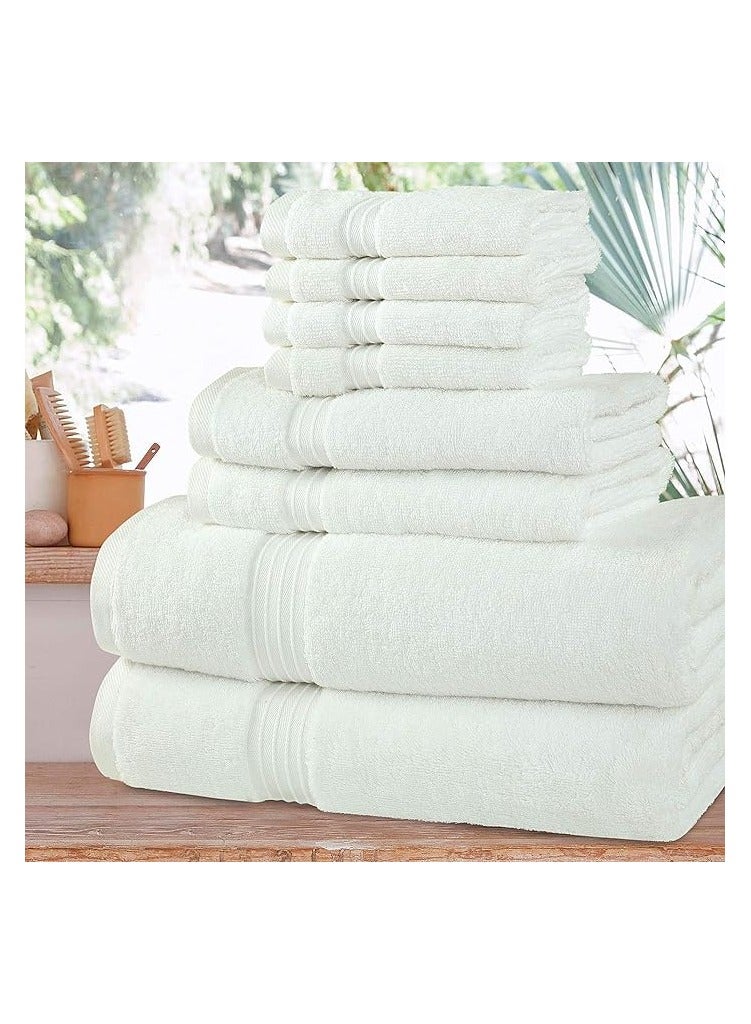 Comfy 8 Pc Highly Absorbent Hotel Quality Combed Cotton White 600Gsm Towel Set - Image 1