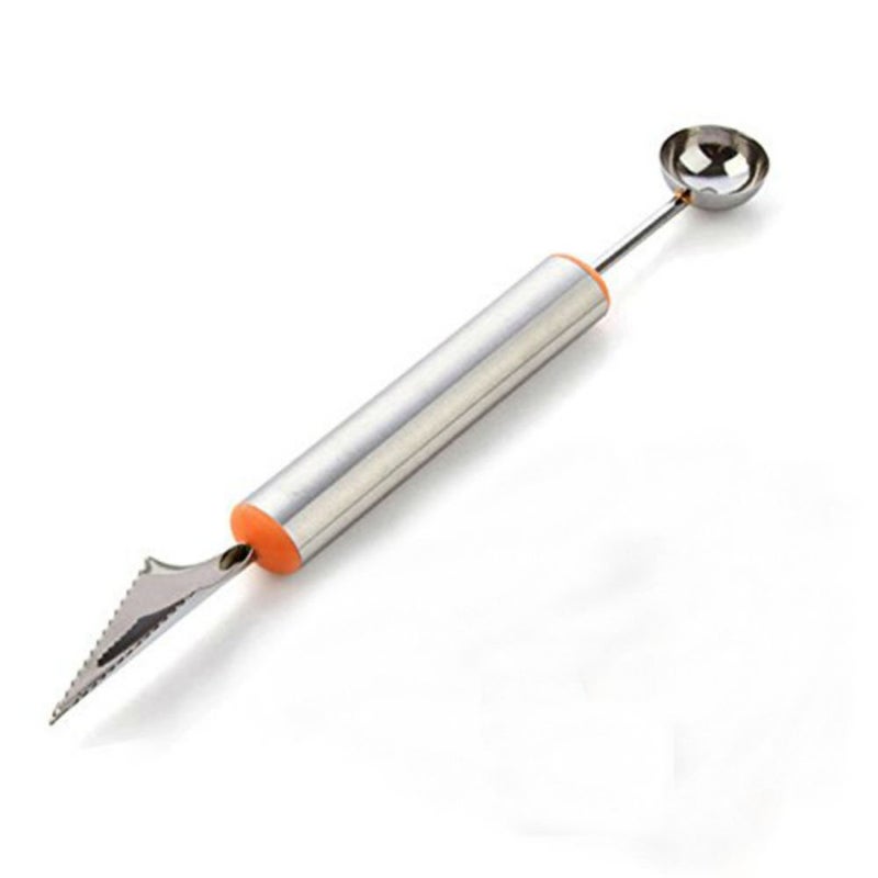 AKOAK 2 Pcs Dual-Purpose Stainless Steel Melon Baller and Fruit Carving Knife,2 in 1 Kitchen Tool for Making Melon Ball and Fruit Carving or ice Cream Scooper - Image 2