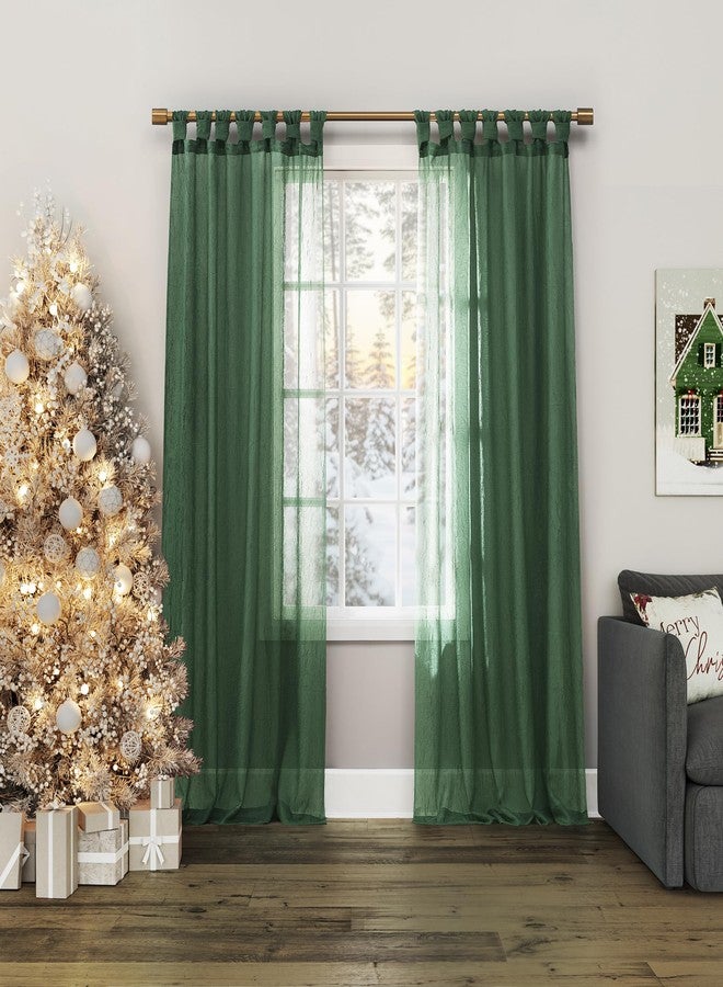 نو. 918 رقم 918، مارغريت، عبوة من قطعتين، ستارة شفافة بحلقات علوية، مقاس 51 بوصة × 84 بوصة، لون أخضر دائم - Image 1