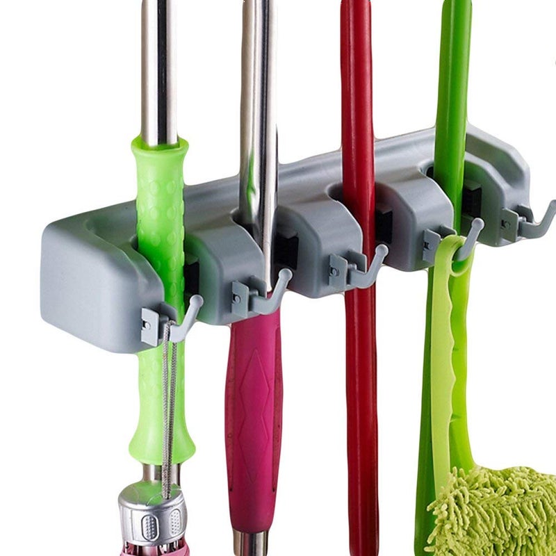 JRT Wall Mounted Stick Handle Mop and Broom Holder - Image 1