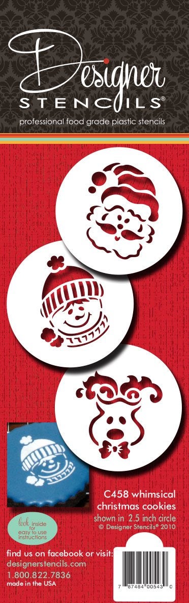 Designer Stencils C458 Whimsical Holiday Cookie Stencil Set Snowman Reindeer Santa Beigesemitransparent - Image 4
