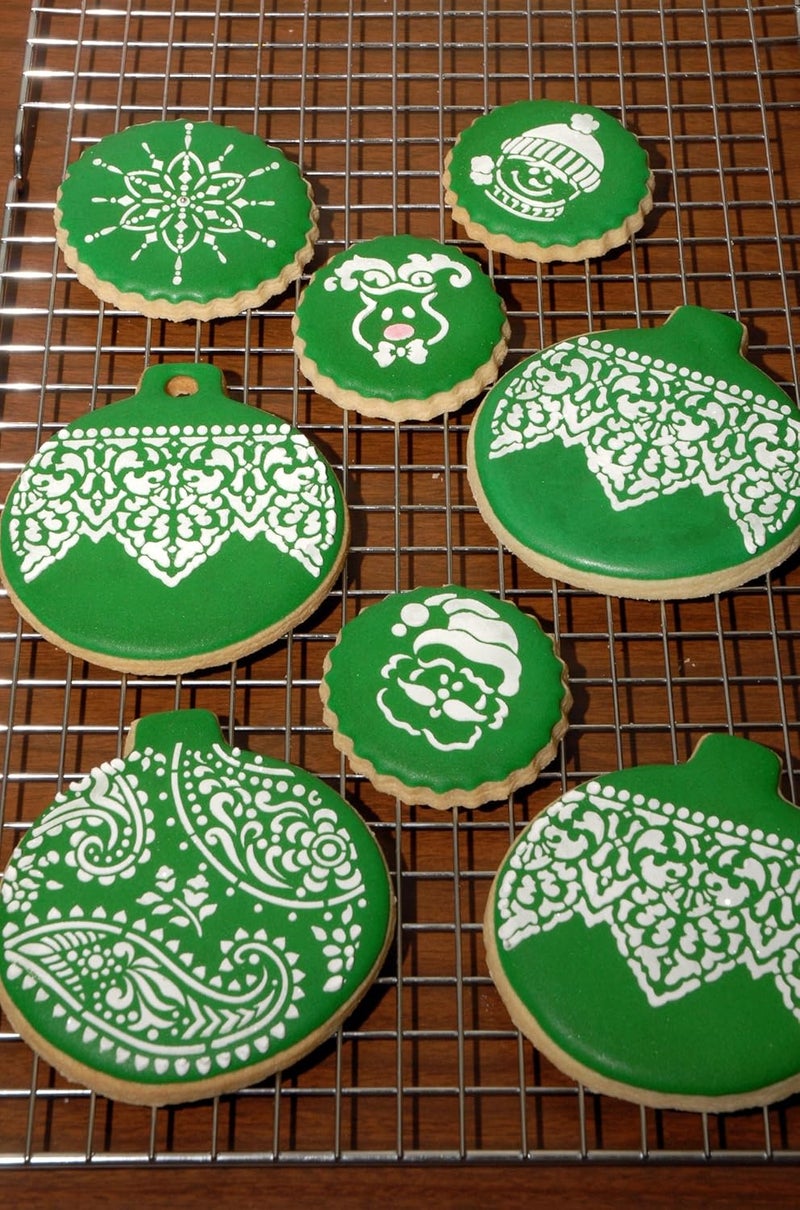 Designer Stencils C458 Whimsical Holiday Cookie Stencil Set Snowman Reindeer Santa Beigesemitransparent - Image 3