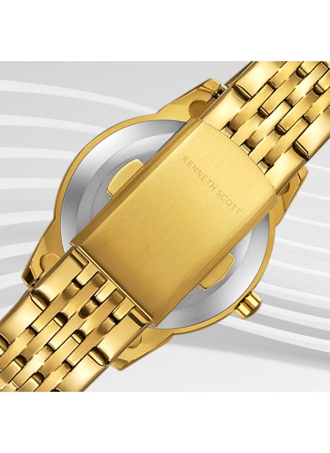 KENNETH SCOTT Kenneth Scott K23530-GBGC Women's Analog Display Watch & Stainless Steel Strap Gold  - Image 4