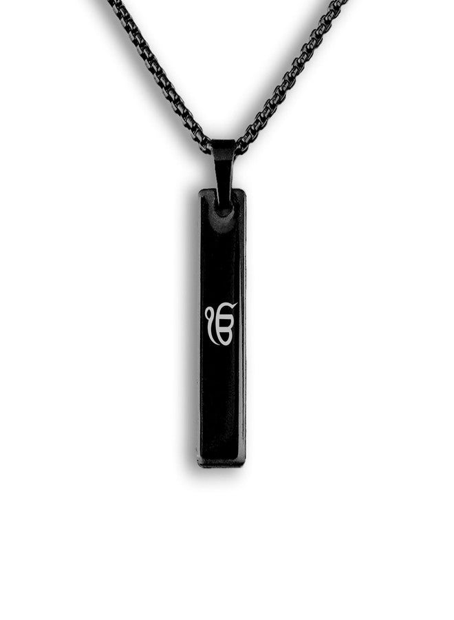 Mesmerize Ik Onkar MicroCarved Mini Tag Necklace – Premium Stainless Steel | Spiritual Sikh Pendant for Men & Women | Tarnish-Resistant & Hypoallergenic | Elegant Religious Gift (Black) - Image 1