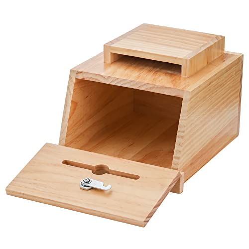 ZENFUN Wooden Suggestion Box with 50 Free Suggestion Cards, Natural Pinewood Ballot Comment Box Donation Box with Locking Hinged Lid for Countertop or Wall Mounted, 8.6" x 6.8" x 10" - Image 5