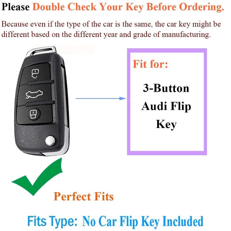 SANRILY Flip Cover Case for Audi A3 A6 Q3 Q7 Keyless Entry Key Holder - Stylish ABS & Soft Silicone Appearance Key Protector Shell with Keychain - Blue - Image 2