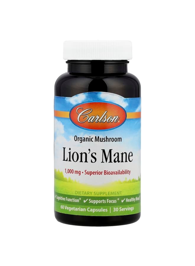 Carlson Lion's Mane, 60 Vegetarian Capsules