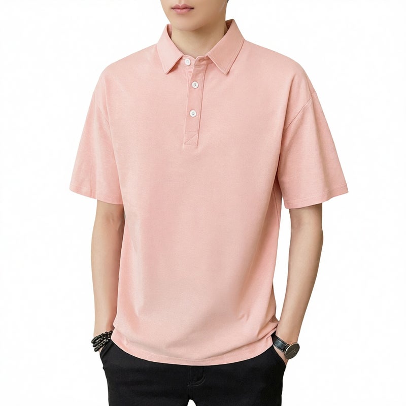 Men's Short Sleeve Polo Shirt Business Casual Turn Collar T-Shirt Summer Workwear