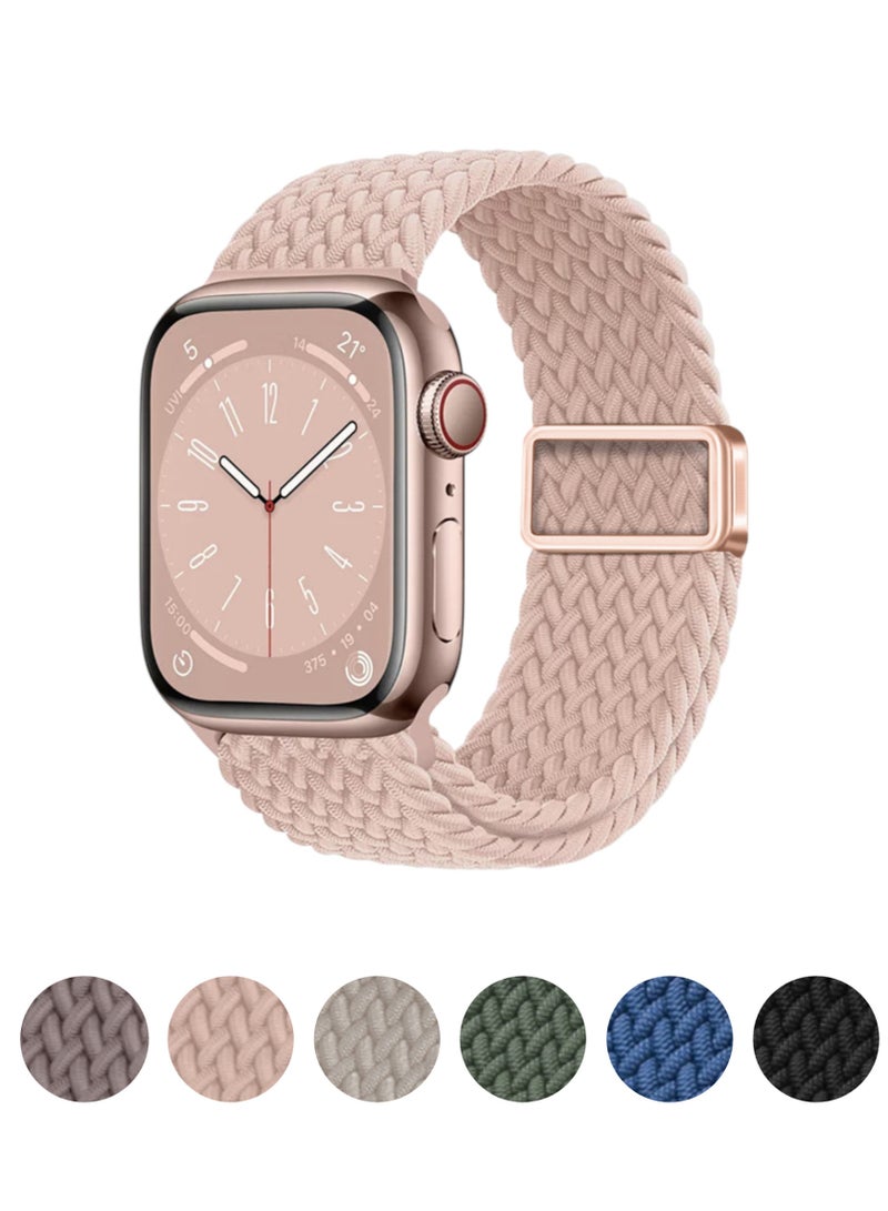 ARX Elastic Braided Nylon Magnetic Buckle Apple Watch Strap - Fits 44/45/46/49mm Series 11-3/SE/Ultra - Pink - Image 1