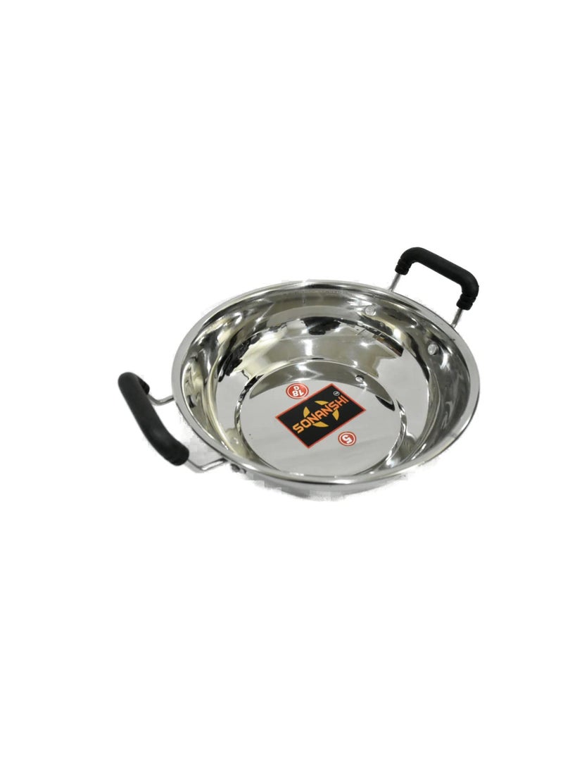 Sonanshi Sonanshi Stainless Steel Kadhai for Cooking/Frying for Kitchen & Restaurant (Induction Bottom) (10 Inch)  - Image 3