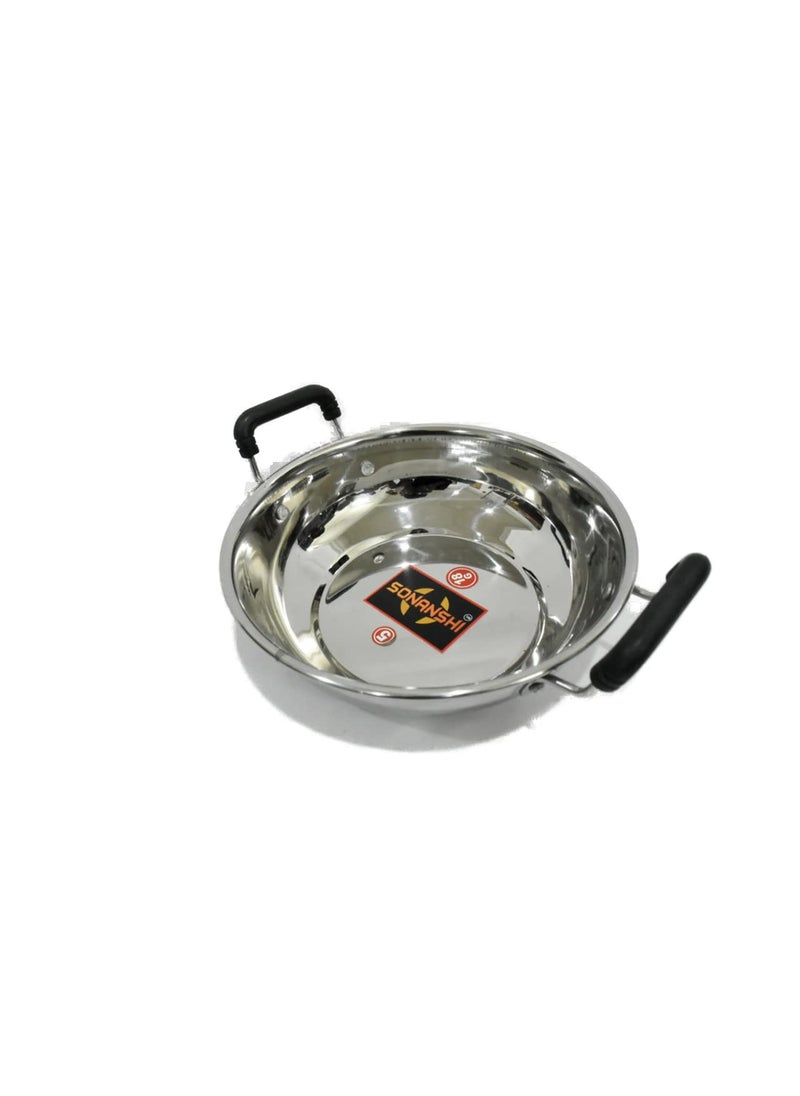 Sonanshi Sonanshi Stainless Steel Kadhai for Cooking/Frying for Kitchen & Restaurant (Induction Bottom) (10 Inch)  - Image 1