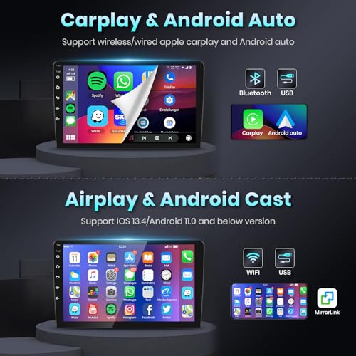 Podofo ستيريو سيارة DSP أندرويد لهوندا CRV 1997 1998 1999 2000 2001 راديو يدوي مع وايرلس كار بلاي أندرويد أوتو، شاشة تعمل باللمس 9 بوصة 26 واجهة بلوتوث شريحة GPS واي فاي SWC USB كاميرا خلفية AHD 2G+32G - Image 3