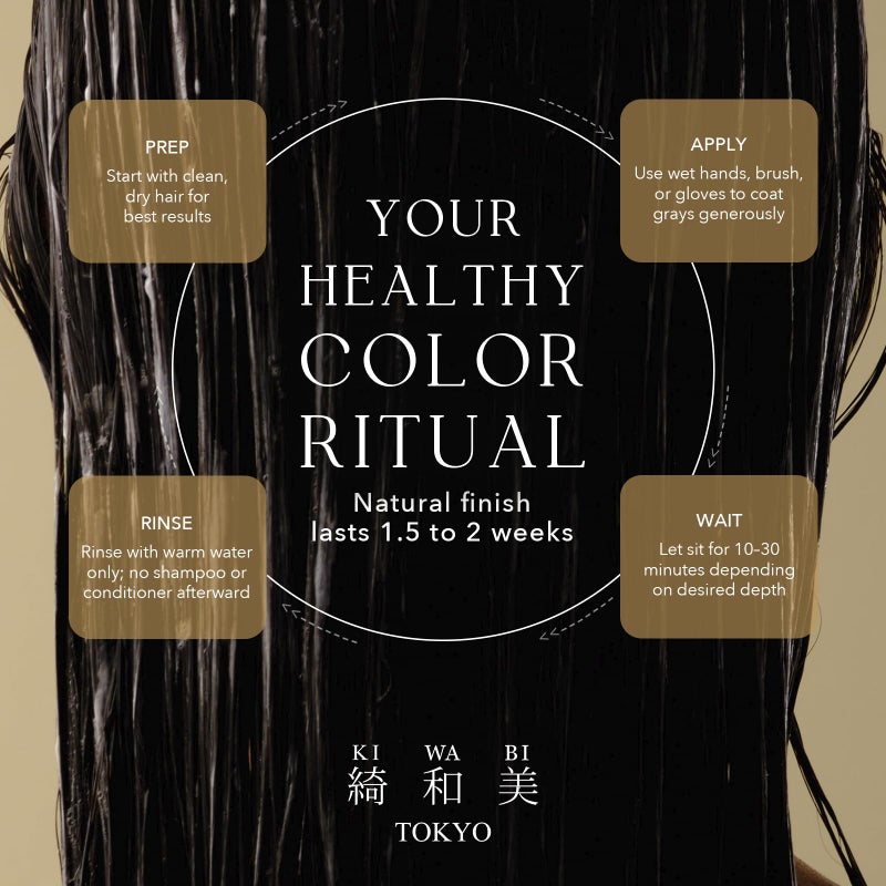 KIWABI Color Treatment for Gray Coverage â€“ Subtle, Gradual Semi-Permanent Hair Color â€“ Hydrating, Sulfate-Free, Ammonia-Free, Vegan Color Depositing with 31 Botanical Extracts (Dark Brown) - Image 4