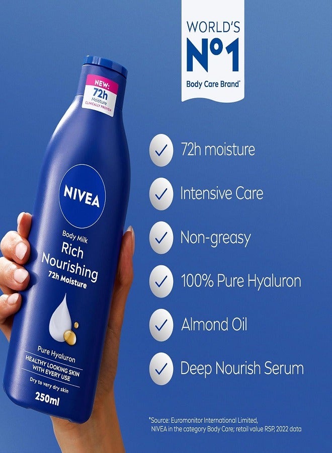 Nivea Nourishing Body Lotion, Almond Oil, Extra Dry Skin - Image 1