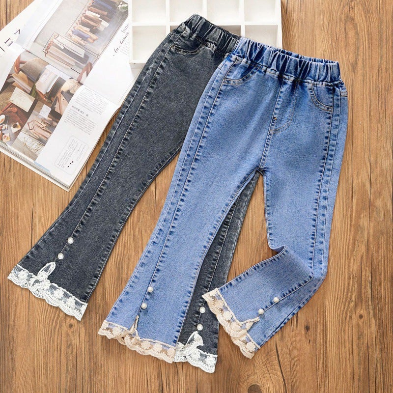 Stretch Girls' Horn Pants Spring Girls Korean Style Casual Jeans For Children And Students - Image 5
