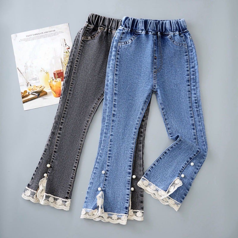 Stretch Girls' Horn Pants Spring Girls Korean Style Casual Jeans For Children And Students - Image 2