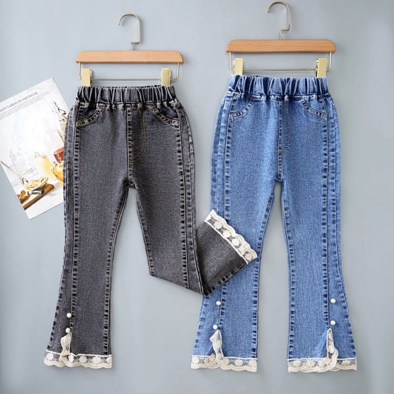 Stretch Girls' Horn Pants Spring Girls Korean Style Casual Jeans For Children And Students - Image 3