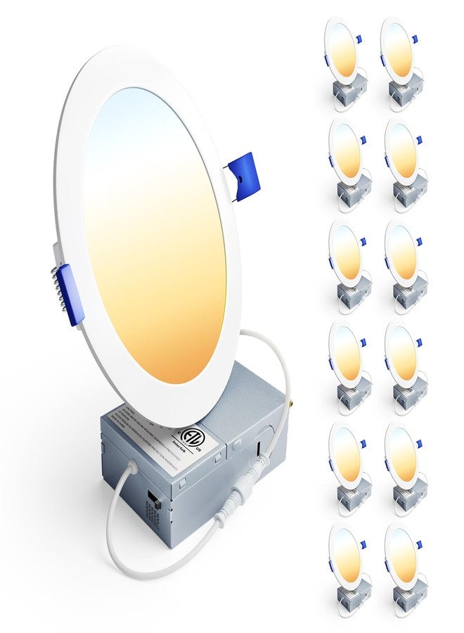 Ensenior 12 Pack 6 Inch LED Recessed Ceiling Light, Dimmable, 6000K Clear White, 1050LM 12W 120V, High Brightness Canless Wafer Downlight - ETL&FCC&IC - Image 1