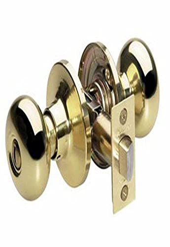 Master Lock BCO0303 Biscuit Door Knob with Lock Polished Brass