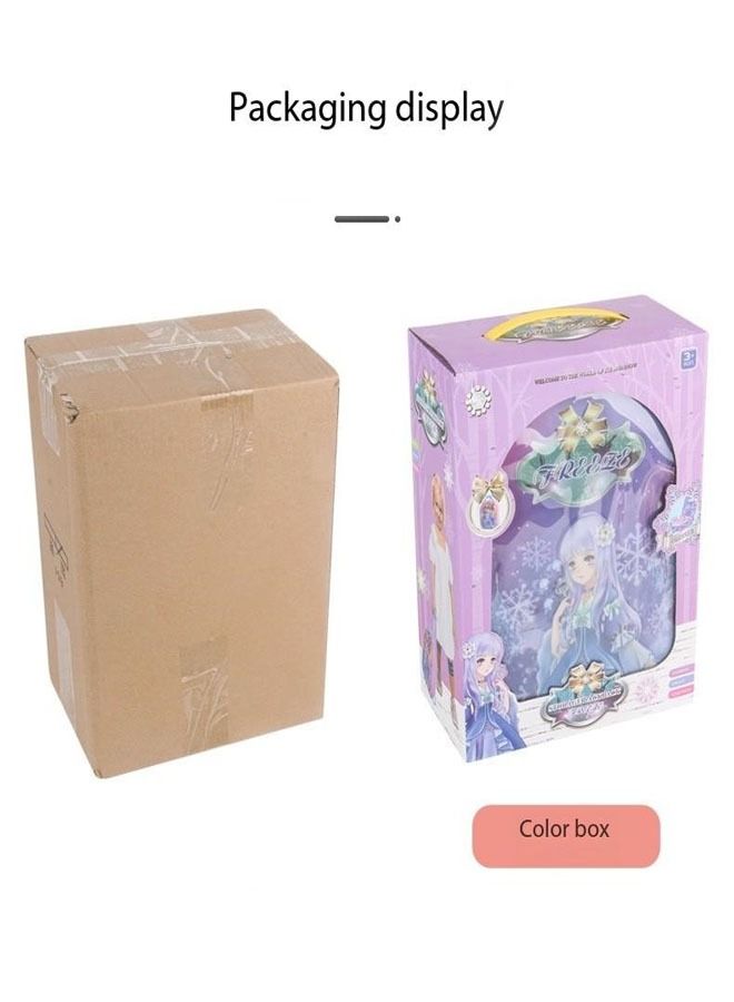 فاشون هوم مجموعة مكياج ديزني فروزن إلسا آنا للبنات، حقيبة مستحضرات تجميل بعجلات - Image 3