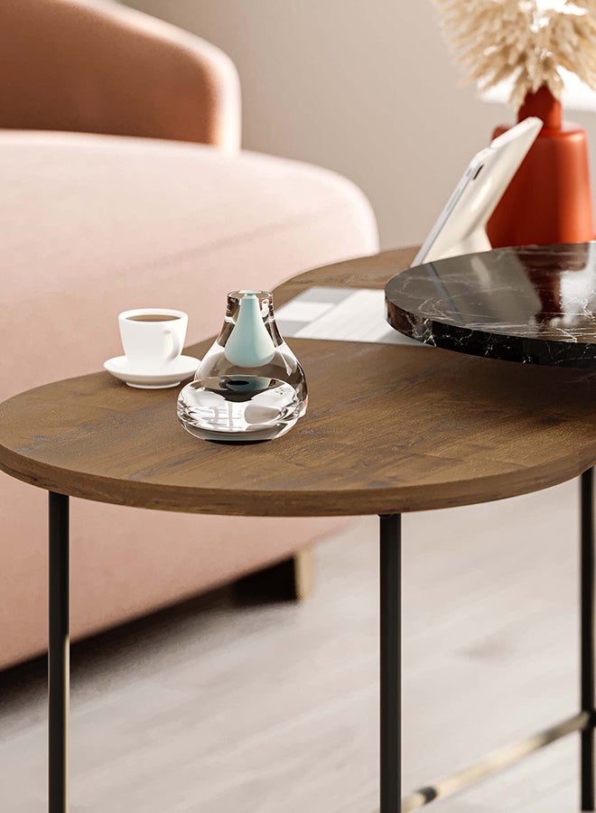 Mourah Home Cuddle Modern Coffee Table Nesting Table 2 Pieces Centre Table For Living Room With Metal Legs Versatile Design| Small Spaces Living Room Bedroom|53.8X102X58Cm | Brown/Marble Black- 2 Years Warranty - Image 3