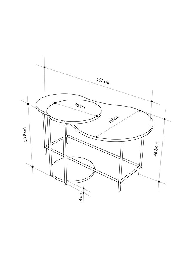 Mourah Home Cuddle Modern Coffee Table Nesting Table 2 Pieces Centre Table For Living Room With Metal Legs Versatile Design| Small Spaces Living Room Bedroom|53.8X102X58Cm | Brown/Marble Black- 2 Years Warranty - Image 5