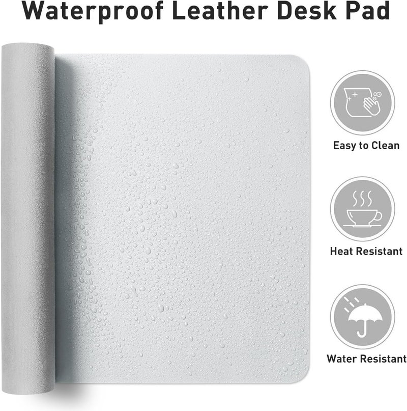 Aothia XL 122x43cm Desk Pad/PU Leather Blotter/Writing Mouse Pad,Anti-Slip Protector Mat,Waterproof Cover for Office & Home,Barely Grey - Image 3