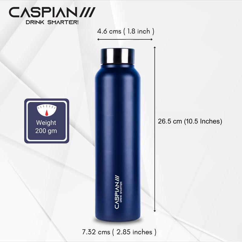 Caspian Astra Stainless Steel Water Bottle 1 ltr (Litre) for Fridge, Home, Office, School, Gym-Ideal for Adults, Men, Women, Kids, Boys, Girls-1000ml Leakproof, Rust free, Set of 3, Black Blue & Green - Image 3