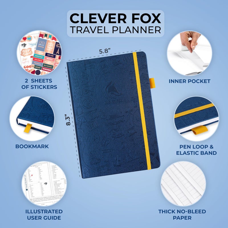 Clever Fox Travel Journal – Vacation & Trip Organizer with Budget Plan, Packing List, Travelling Expense Tracker, A5 (Mystic Blue) - Image 2