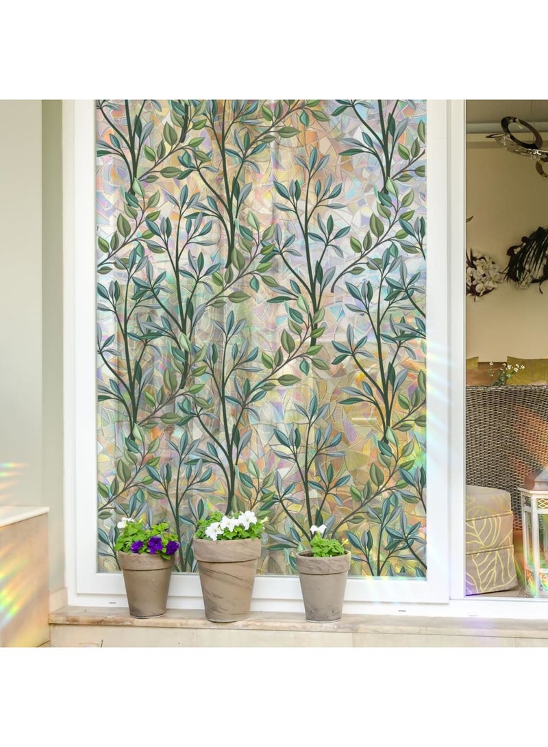 Window Privacy Film Stickers, Flower Anti-Collision Decorative Vines Leaves Double Sided Static Glass Window Clings Stickers for Home Room Bathroom Glass Windows(17.5 x 78.7 Inch) - Image 5