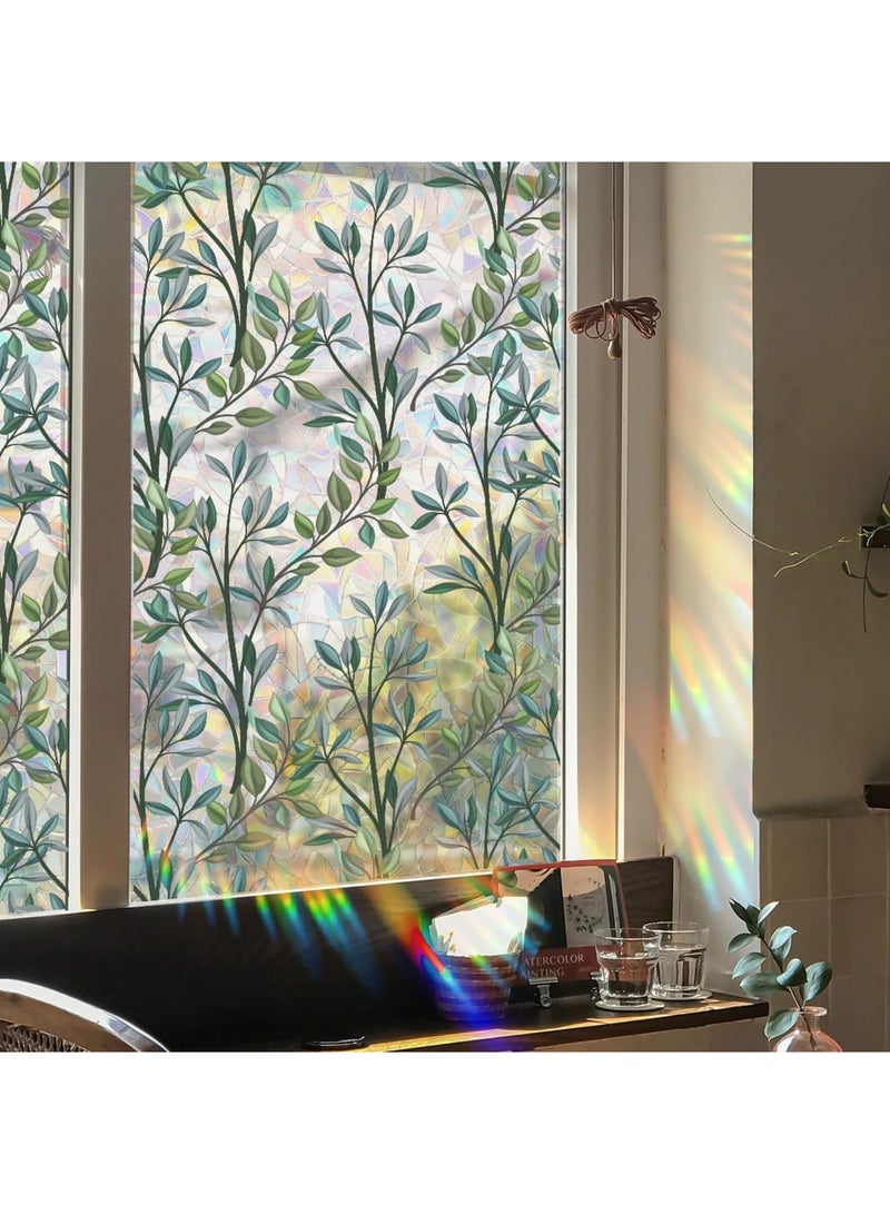 Window Privacy Film Stickers, Flower Anti-Collision Decorative Vines Leaves Double Sided Static Glass Window Clings Stickers for Home Room Bathroom Glass Windows(17.5 x 78.7 Inch) - Image 4