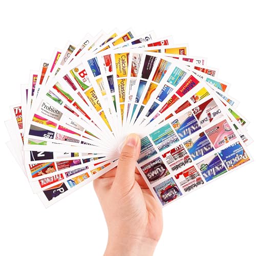 vanow 482Pcs Medicine Stickers for Pill Organizers, Quality Travel Daily Medication Organizer Stickers of Brands, 47 Sheets Pill Box Lables Stickers… - Image 1