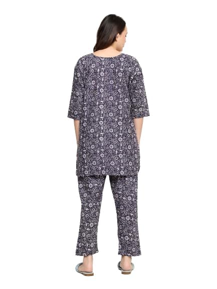 KBNBJ Cotton Printed Co Ord Set - Women's Night Dress & Pajama Set (Medium, Black) - Image 3