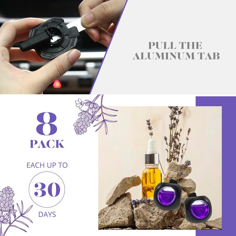 DRIVEJOY Car Air Freshener Vent Clips, 8 Pack, Provides Long-Lasting Scent, Up to 240 Days, Odor Eliminator (Lavender) - Image 3