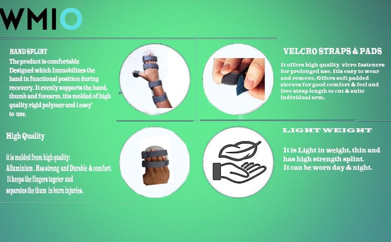WMIO Hand Resting Aluminium Splint, Wrist Hand Orthosis Full Cockup Stroke & Paralysis For Arthritis (For Right Hand, M) - Image 5