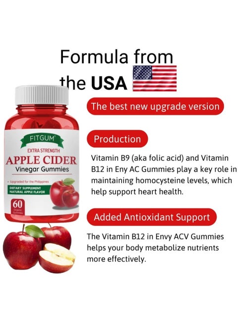 FITGUM Apple Cider Vinegar Gummies Vitamin C Slimming Gummy Weight Loss Immunity Boost Nutritional Supplements Gummies
