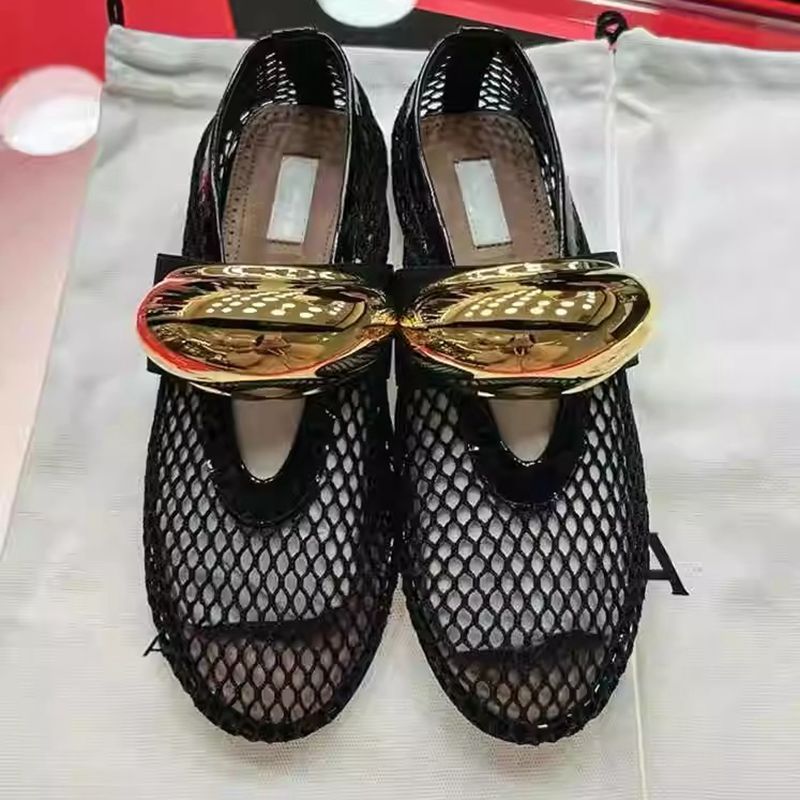 Niche Metal Mesh Flat Shoes Comfortable Hollow Shallow Mouth Breathable Single-Layer Shoes Summer Golden Ballet Shoes Mary Jane - Image 2