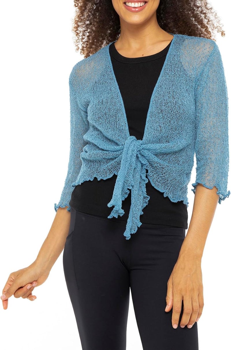 Back From Bali Womens Sheer Shrug Cardigan Lightweight Knit - Image 1