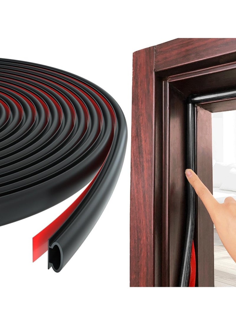 KASTWAVE Door Weather Stripping Door Seal Strip,19.7 Feet Self-Adhesive Rubber Door Insulation Weather Strip for Window and Door Soundproofing D Shape - Image 1