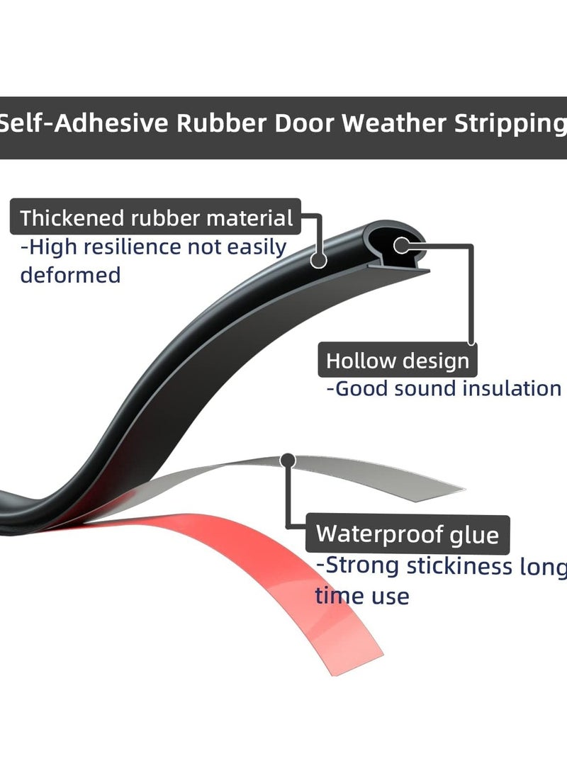 KASTWAVE Door Weather Stripping Door Seal Strip,19.7 Feet Self-Adhesive Rubber Door Insulation Weather Strip for Window and Door Soundproofing D Shape - Image 3