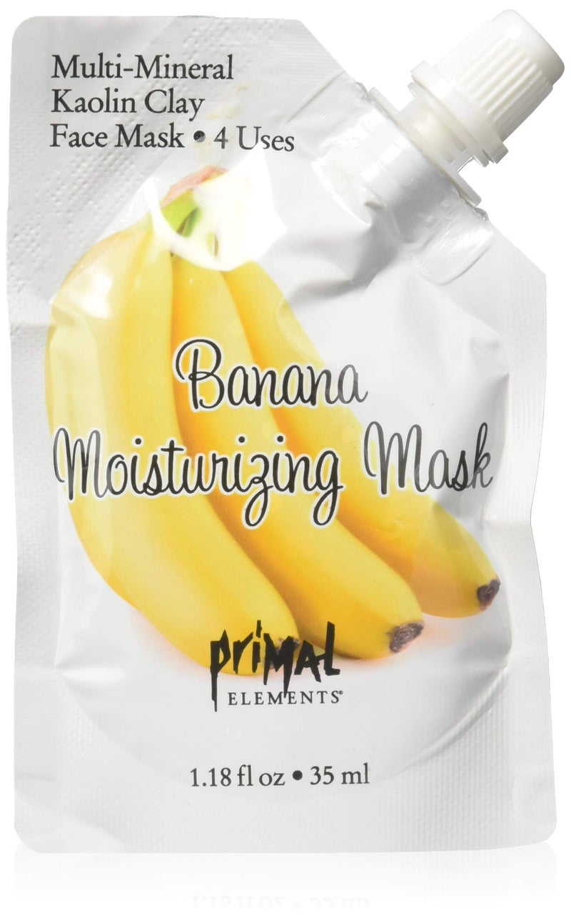 Primal Elements Face Mask, Clay Mud Facial Treatment, Multi-Use Package, 1.18 oz - Banana Moisturizing