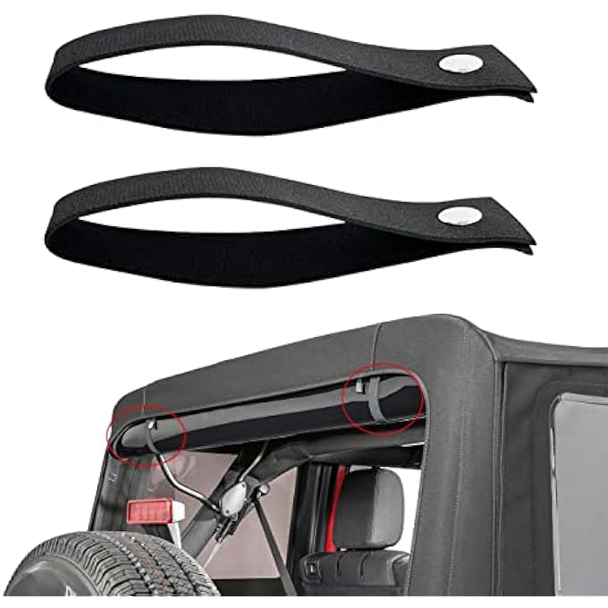 rayihni أحزمة نافذة خلفية لجيب رانجلر JK، أحزمة لف نافذة خلفية لجيب السقف الناعم، أحزمة ربط، أحزمة سقف ناعمة، 2 قطعة - Image 1