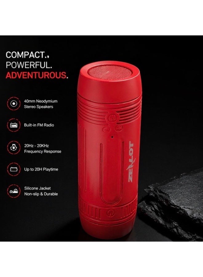 ZEALOT S1 LED Flashlight with Bluetooth Speaker & Power Bank, Outdoor Waterproof Torch with FM Radio – Portable Rechargeable (Red/Cyan) - Image 4
