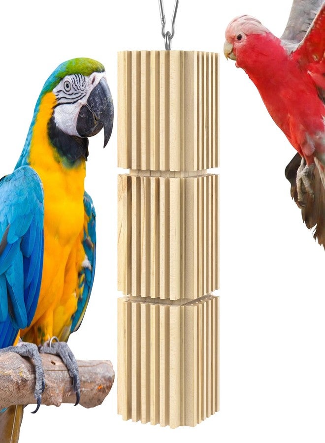 DBNESS Large Parrot Chew Toys, Natural Wooden Hanging Bird Foraging Toy Beak Grinding Blocks for African Grey, Amazon Parrots, Eclectus, Macaws - Image 1