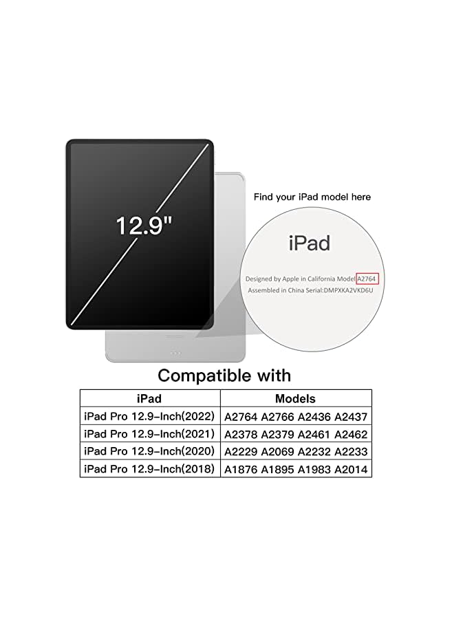 Jetech Case For Ipad Pro 12.9-Inch (2022/2021/2020/2018) With Pencil Holder, Clear Transparent Back Shell Slim Stand Shockproof Tablet Cover, Auto Wake/Sleep (Light Purple) - Image 2