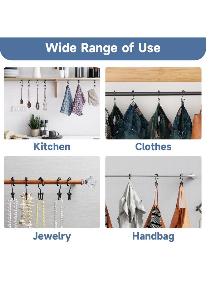 Titanker Black Shower Curtain Hooks Rings, Rust-Resistant Metal Double Glide Shower Hooks for Bathroom Shower Rods Curtains, Set of 12 Hooks - Matte Black - Image 5